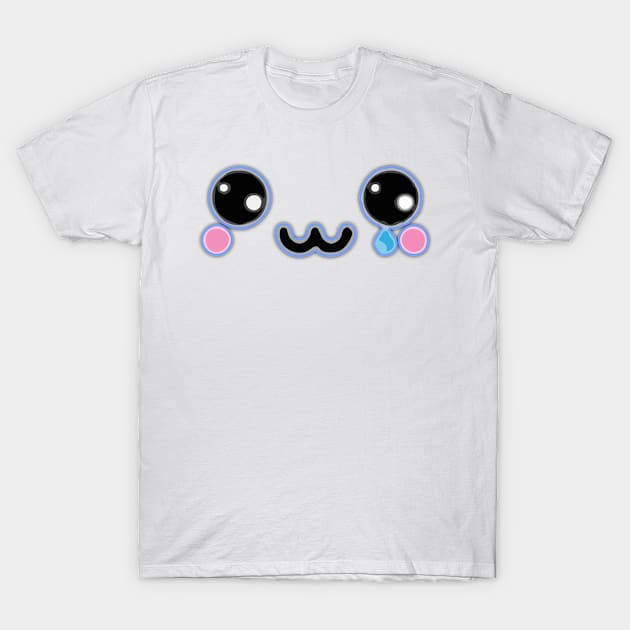 Kawaii cute sad teary face T-Shirt by kamdesigns